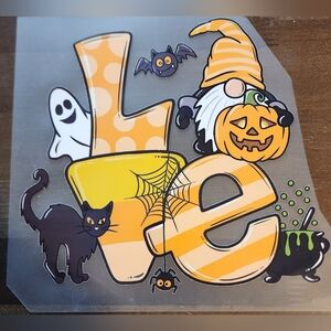 Halloween Themed Decal with Gnome and Pumpkin